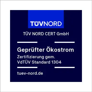 TÜV-geprüftes Ökostromprodukt